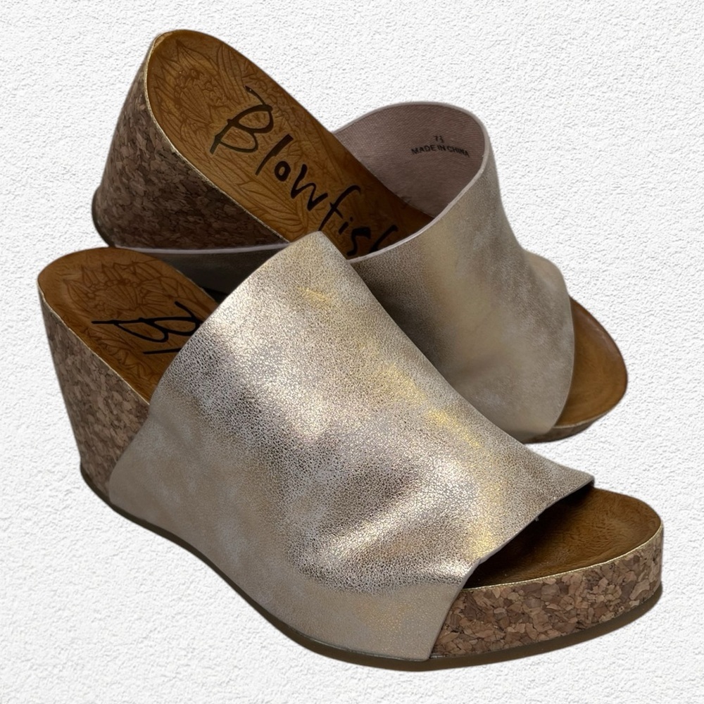 Blowfish Gold Wedge Sandals